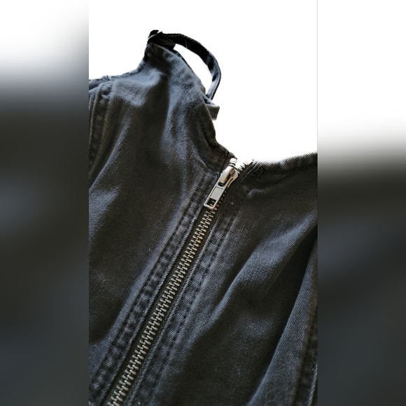 Black Denim Zip Front Mini Dress XS - Picture 6 of 9